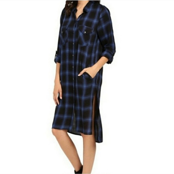 Blank NYC Dresses & Skirts - Blank NYC Plaid Flannel Duster Dress sz S